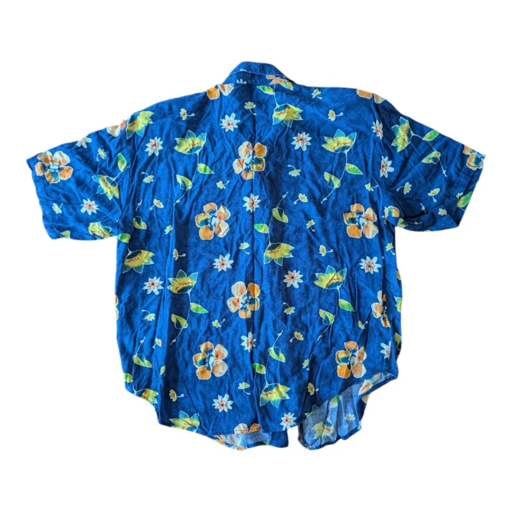 Vtg Short Sleeve Button‎ Down Hawaiian Floral Women's Top Tropical Resortwear - Picture 2 of 5